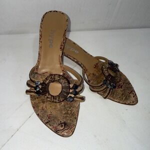 Hype Y2K Beaded Boho Hippie Gypsy Baddie Slip On Kitten Heels Size 5M